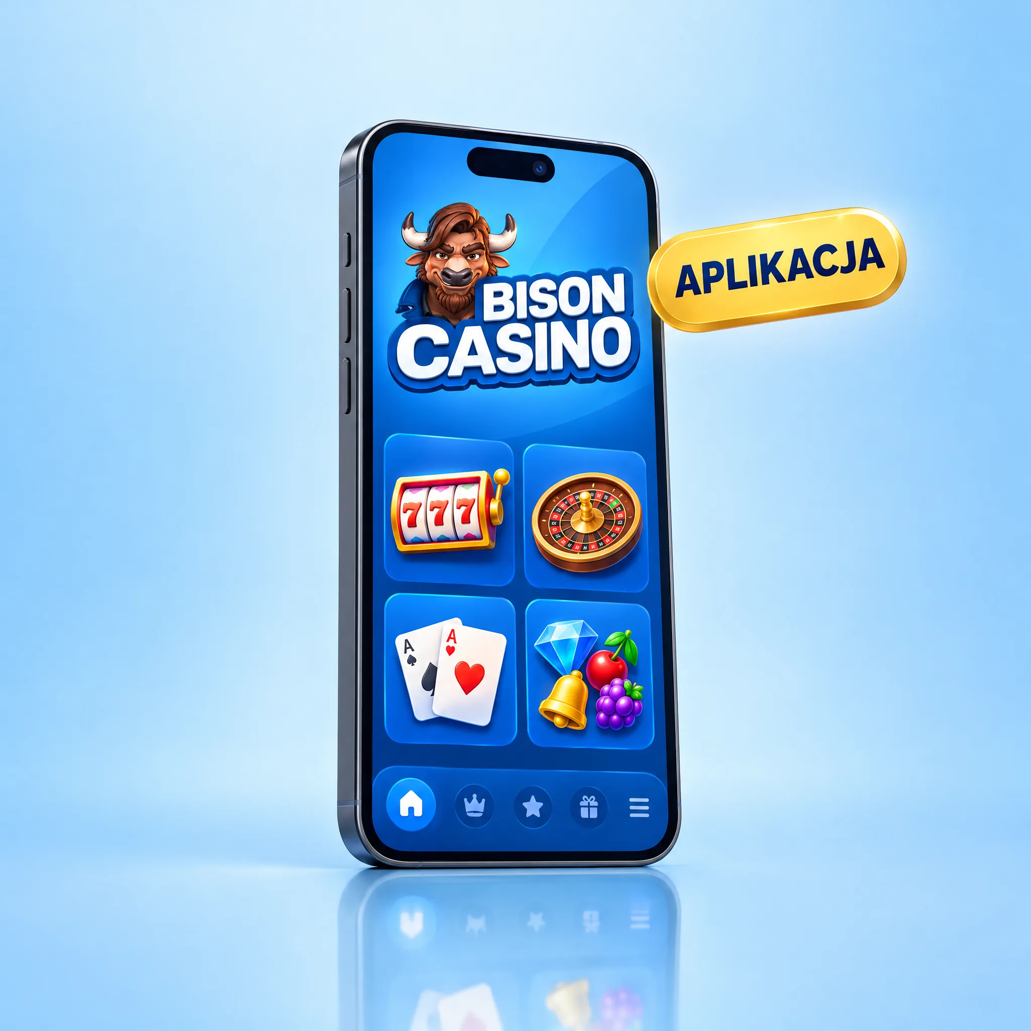 Ilustracja mobilnej wersji Bison Casino na telefonie